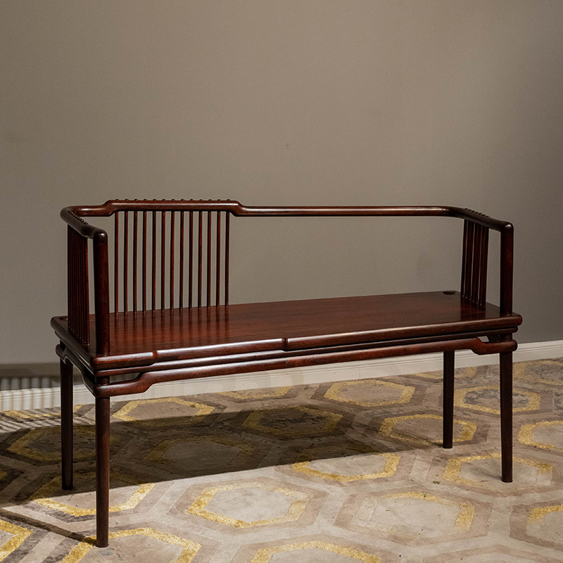 紫檀直棂长椅中式古典家具收藏印度小叶紫檀椅子