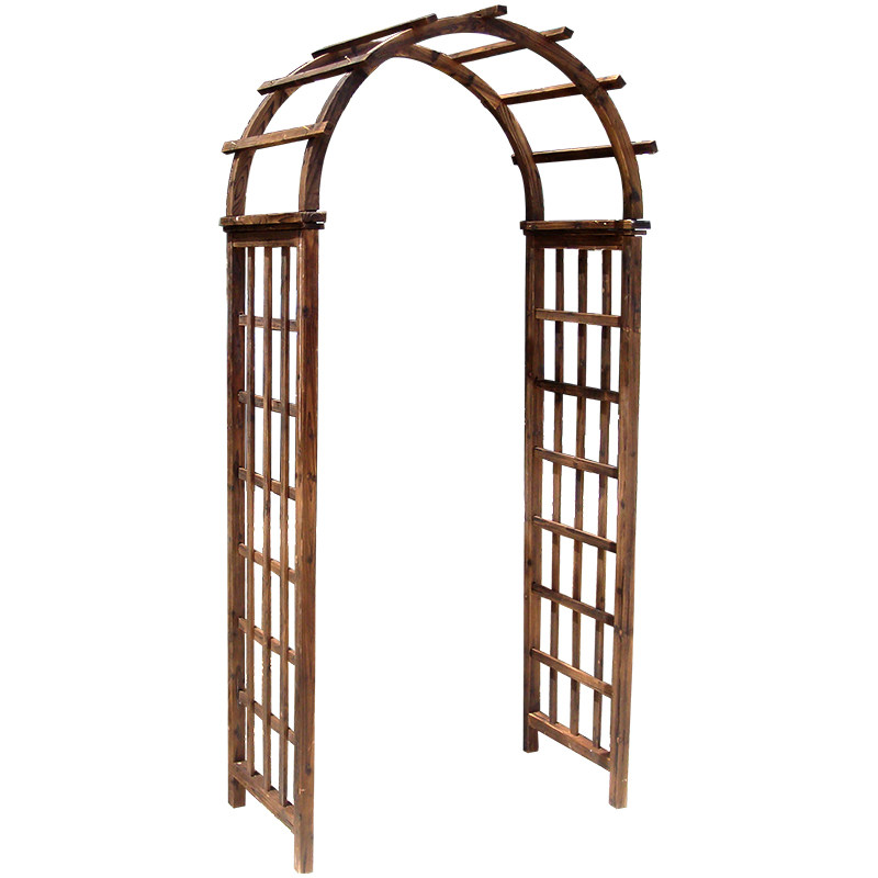 蔷薇鲜花婚庆爬藤篱笆栅栏围栏进门木质小拱门碳化木拱型架子欧式