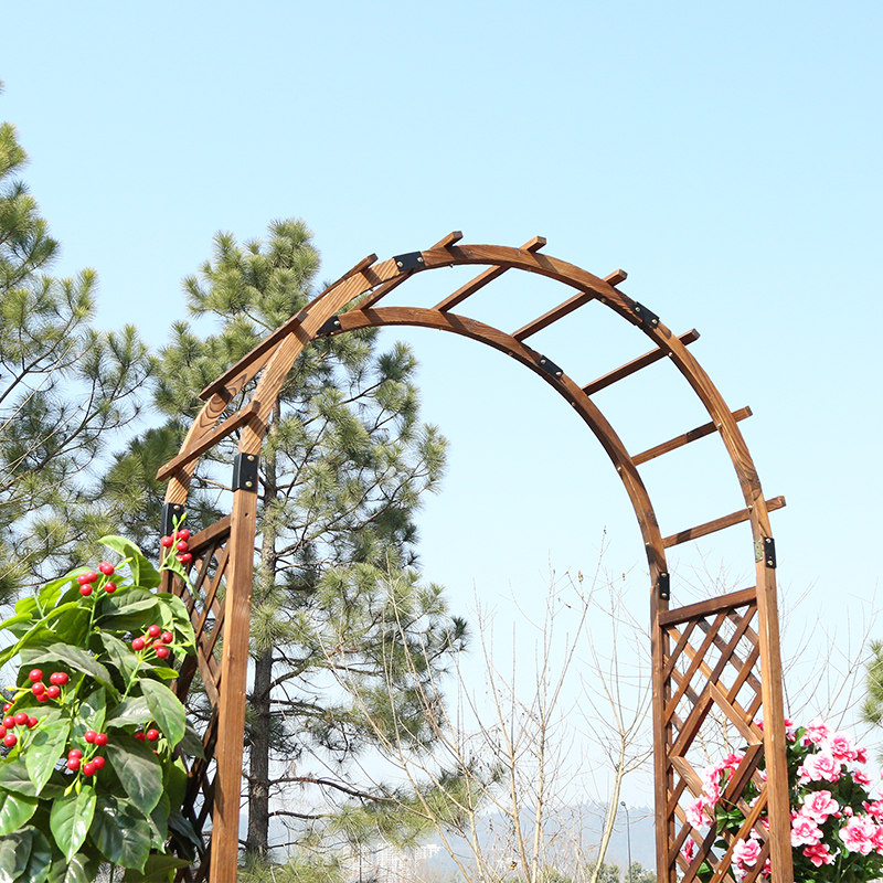户外拱门爬藤藤架庭院碳化拱形花架葡萄架装饰花架