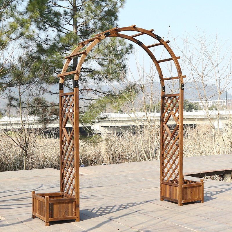 户外拱门爬藤藤架庭院碳化拱形花架葡萄架装饰花架