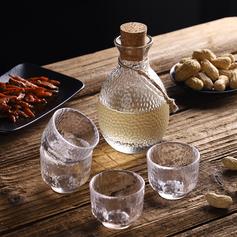 福和丰日式锤纹玻璃温酒壶酒具套装家用烧酒壶烫酒具创意透明酒杯