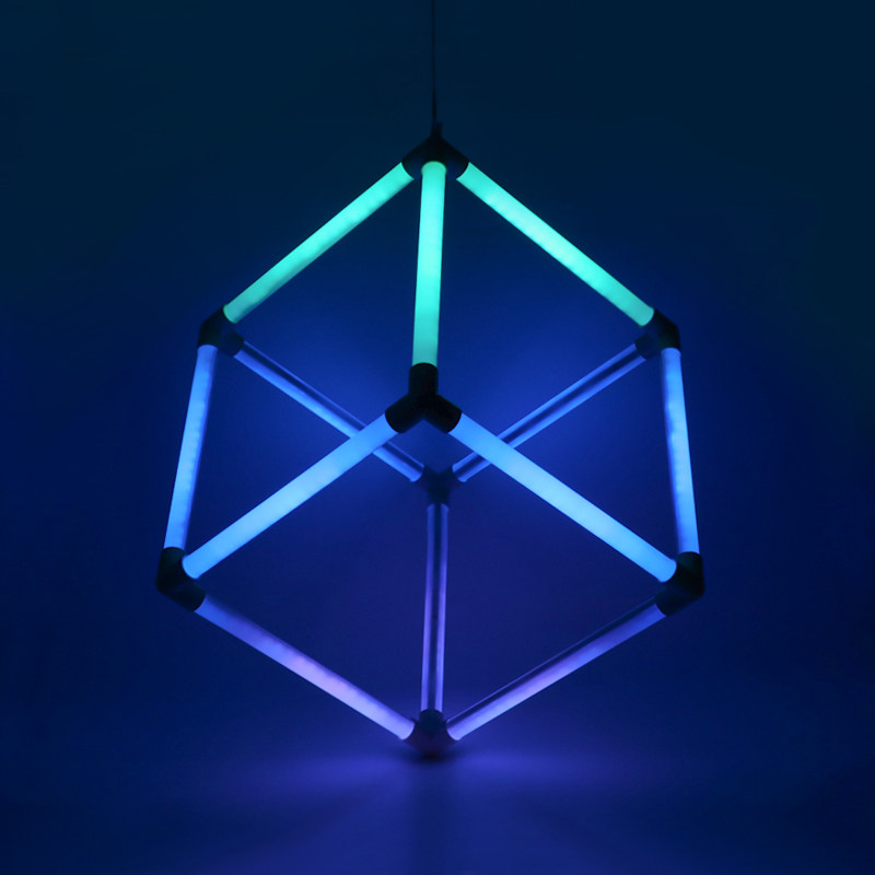 造型软灯管霓虹复古设计酒吧方形定制拼接方块装饰立体吊灯橱窗氛围