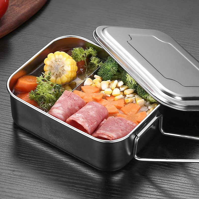 饭堂打饭饭盒分隔型 304不锈钢食品级餐盒学生上班族大容量午餐盒