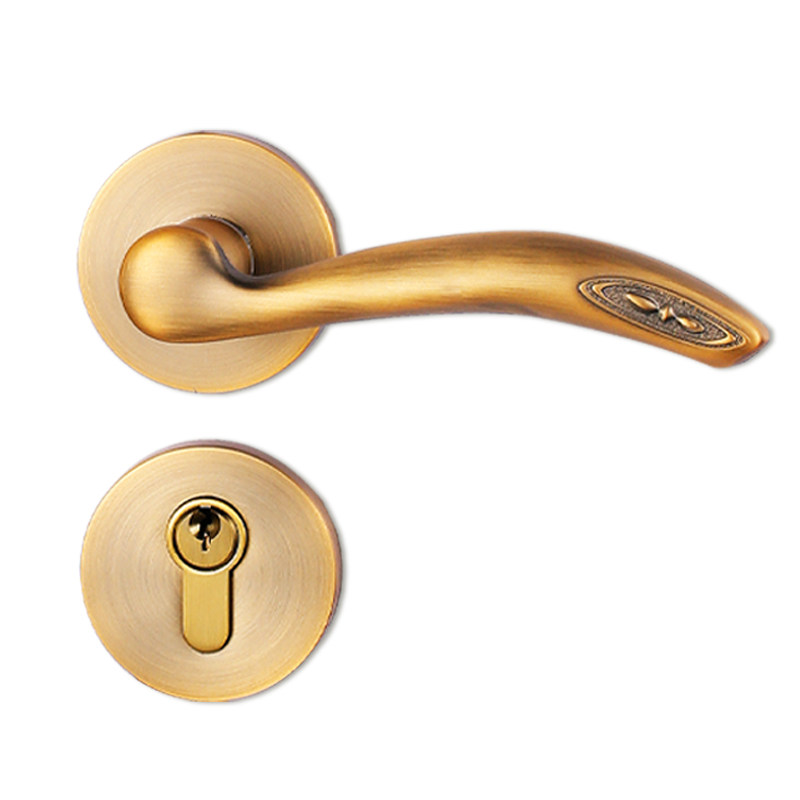 汇泰龙欧式分体金色门锁卧室房门室内木门老式机械门锁