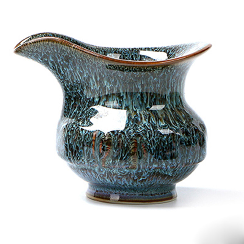 田禾窑手工茶道建盏茶器公道配件窑变釉茶海天目公道杯