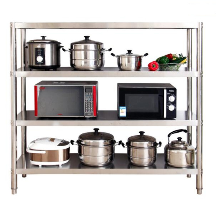 四层不锈钢厨房置物架落地多功能货架微波炉不绣收纳厨房置物架