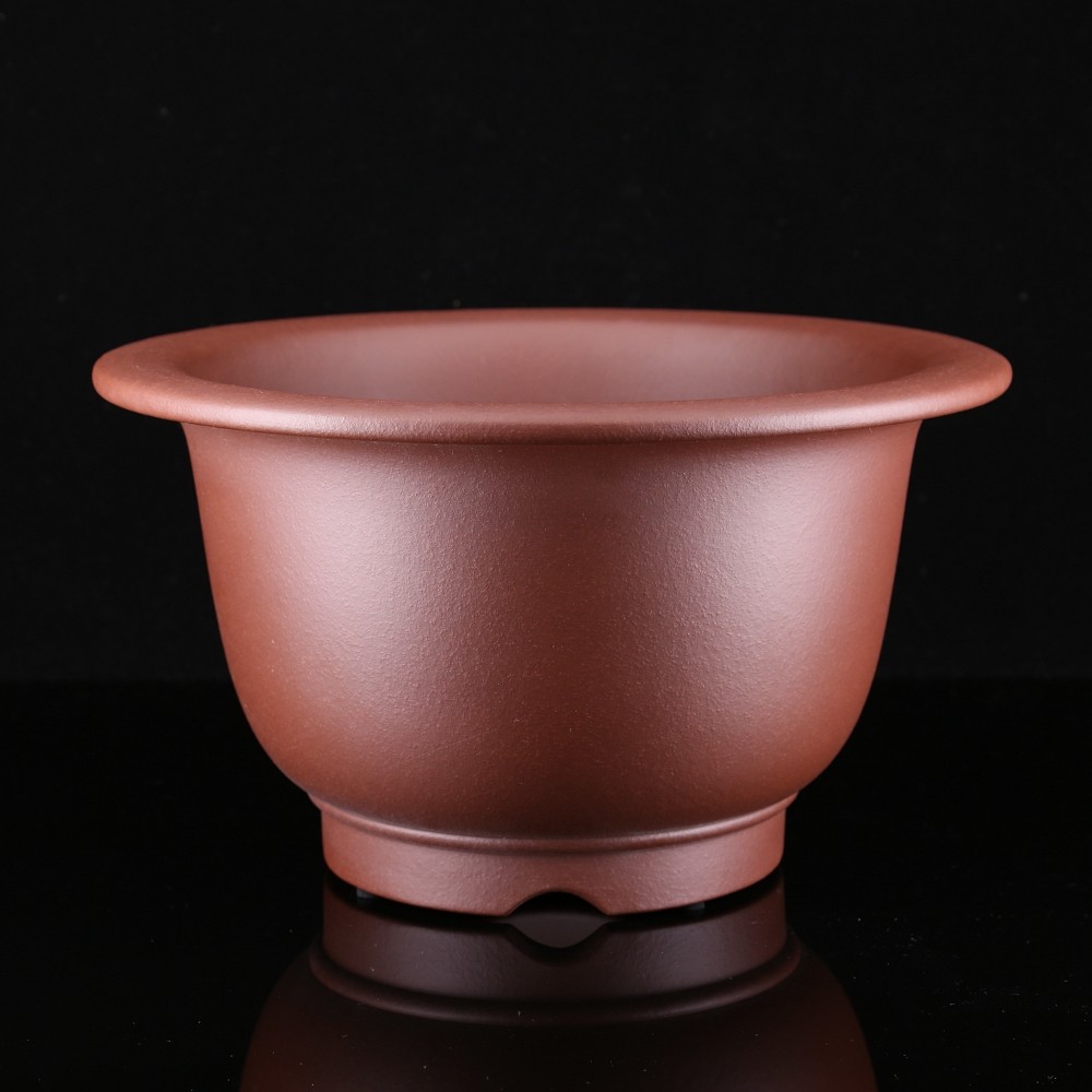 紫砂高档精品原矿泥料飘口底孔圆口盆景名家花盆