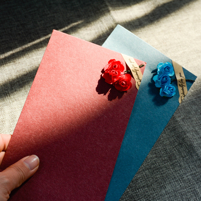 简约欧式贴花烫金复古创意唯美高档加厚邀请函请帖收纳信封