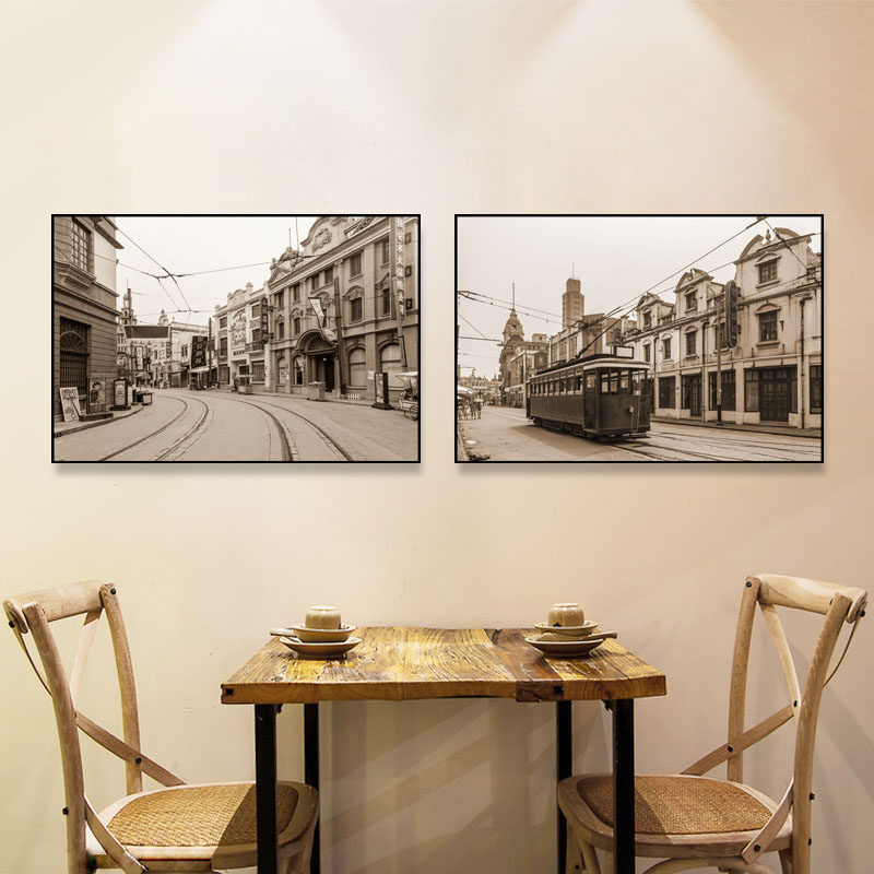 上海装饰画民国国风建筑外滩街景壁画复古怀旧现代装饰画