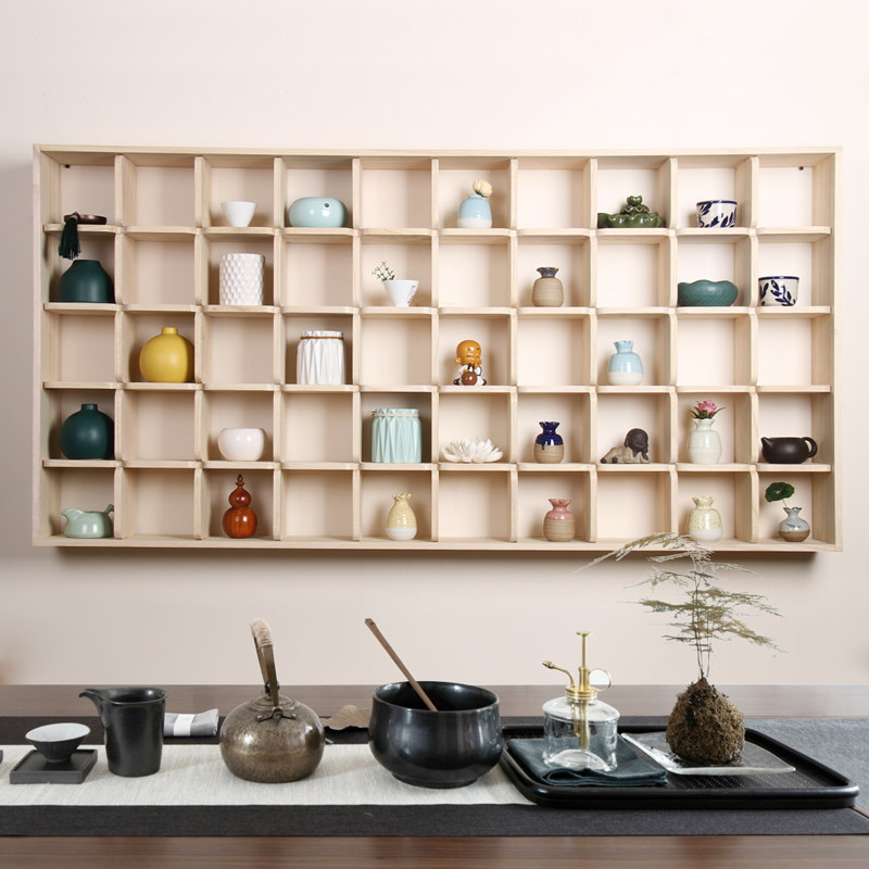 实木多宝阁置物壁挂收纳茶叶现代简约展示柜新中式多宝格