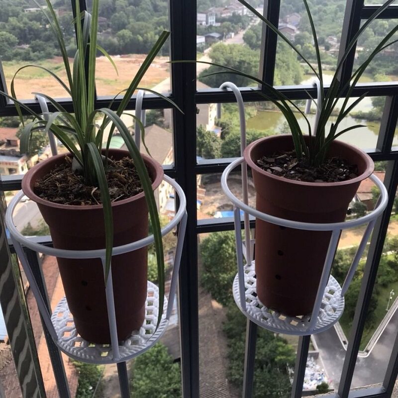 花盆兰花专用花架欧式阳台金属栏杆盆架挂式花架