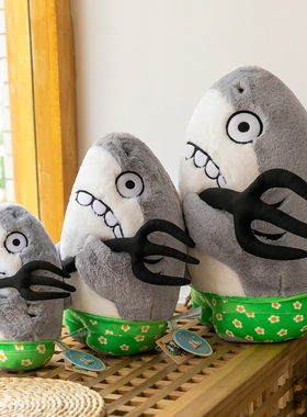 创意呆萌傻叉网红鲨鱼搞怪毛绒玩具