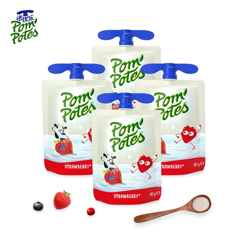 法优乐法国原装 宝宝零食 进口儿童酸奶水果泥常温草莓味85gx4袋装