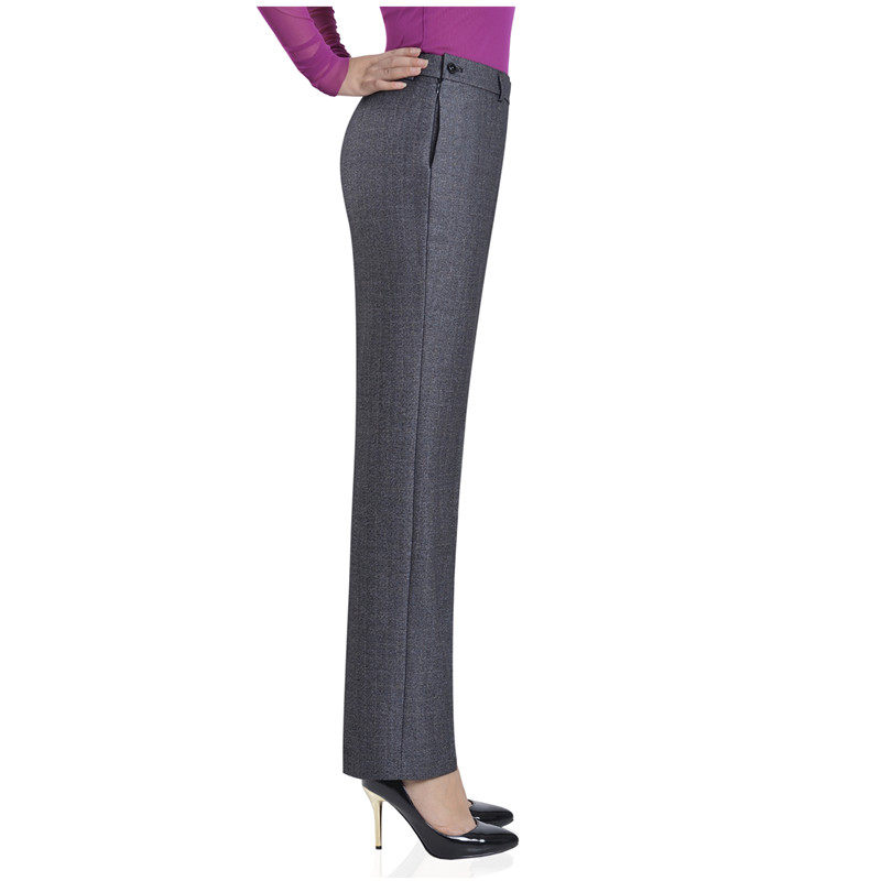 旁开口侧拉链中年女裤秋冬西装长裤直筒大码西装裤