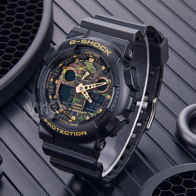 卡西欧casio手表武士双显防水运动石英男表ga100cf1a日韩腕表