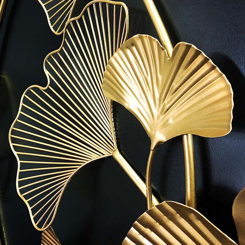 现代轻奢立体金属壁饰工艺画新中式客厅装饰画卧室床头挂画银杏叶