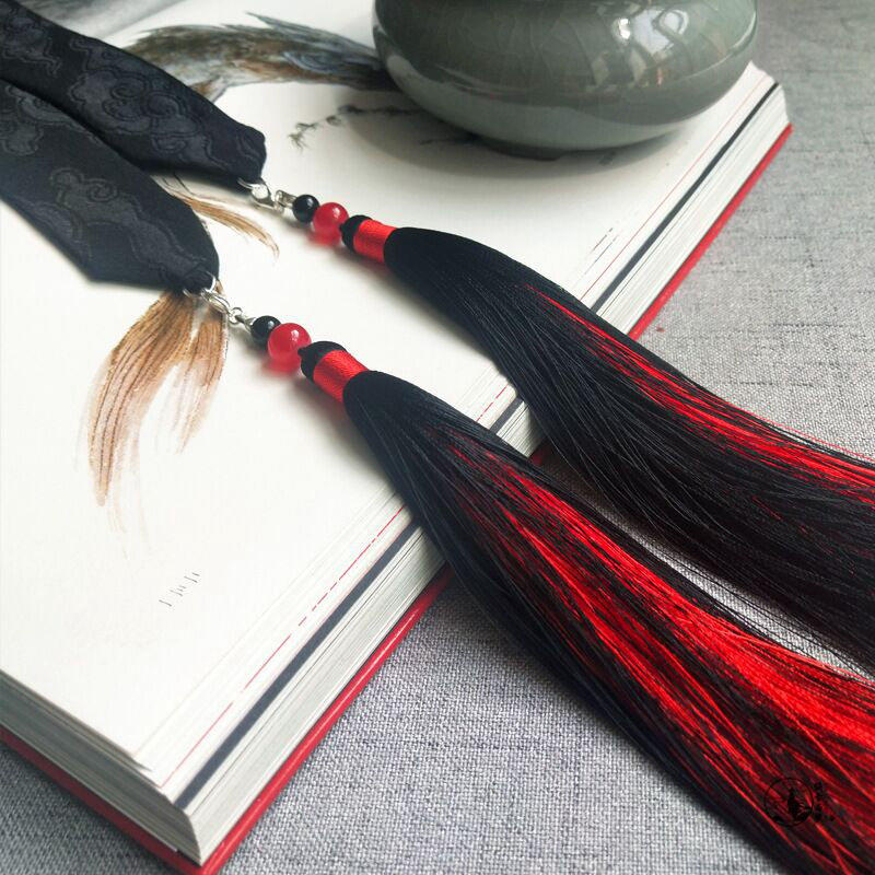 玄青黑色汉服男魔道侠气发带古风抹额红黑双色发饰