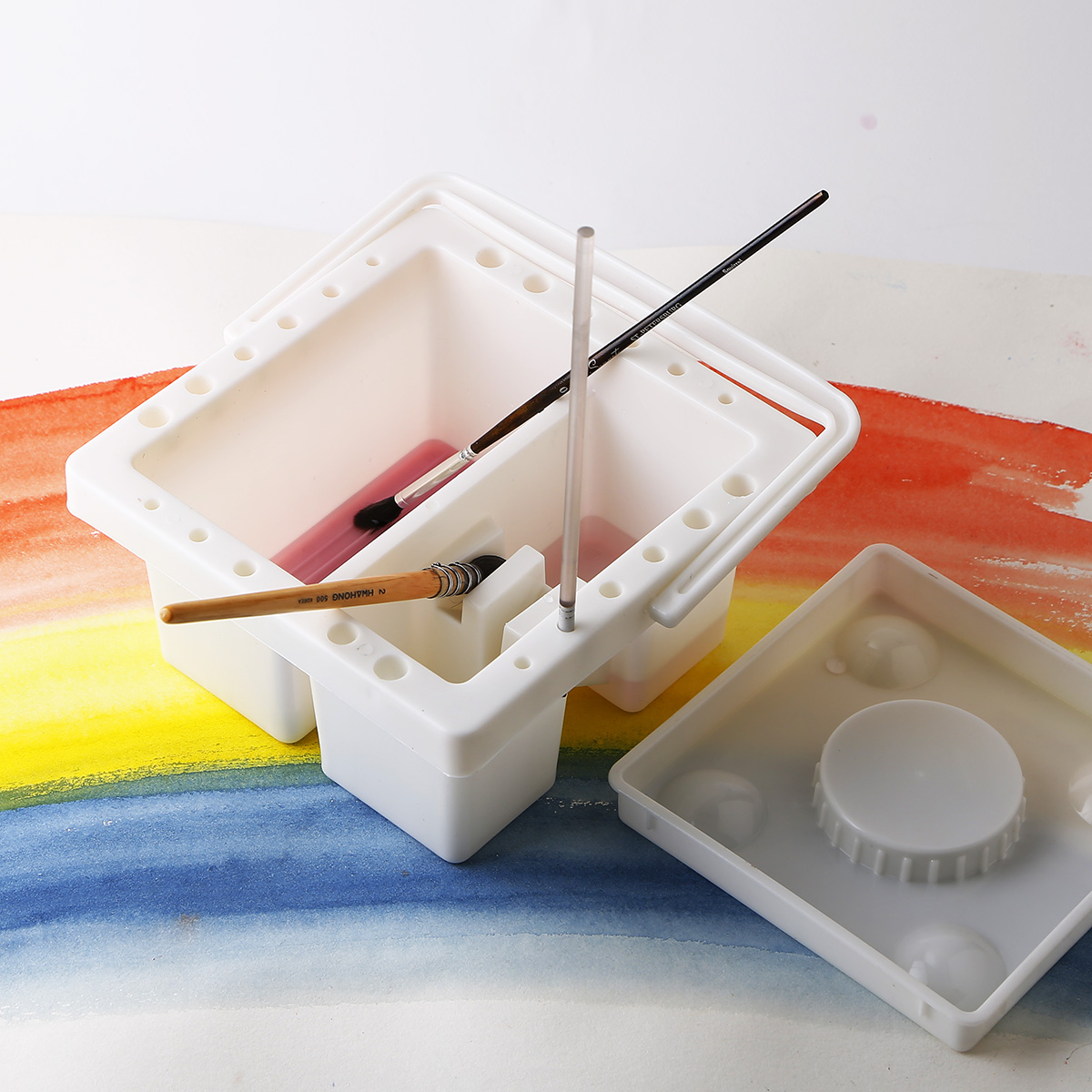 洗笔桶瑞达多功能水粉水桶双格涮笔方形其它