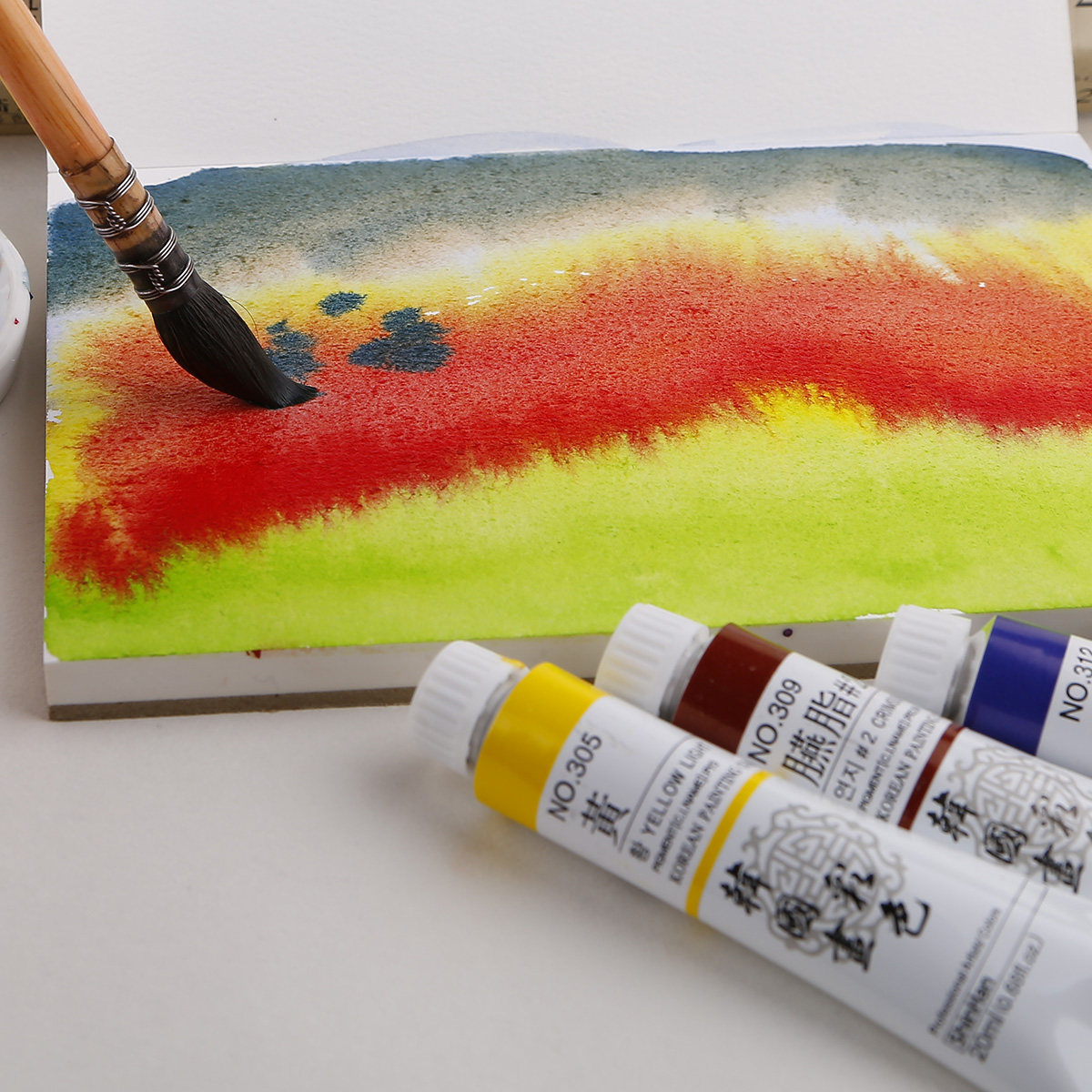 韩国shinhan新韩文房四宝 国画水墨画颜料套装20ml