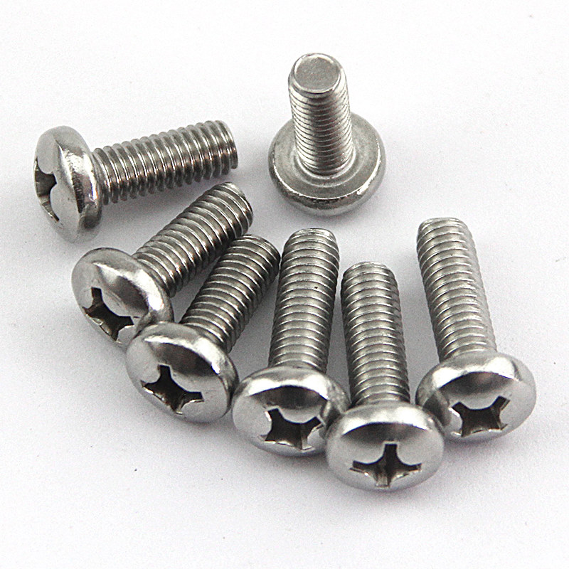 304不锈钢圆头螺丝盘头十字机牙螺钉半圆头机牙螺钉 m3*4-m3*50