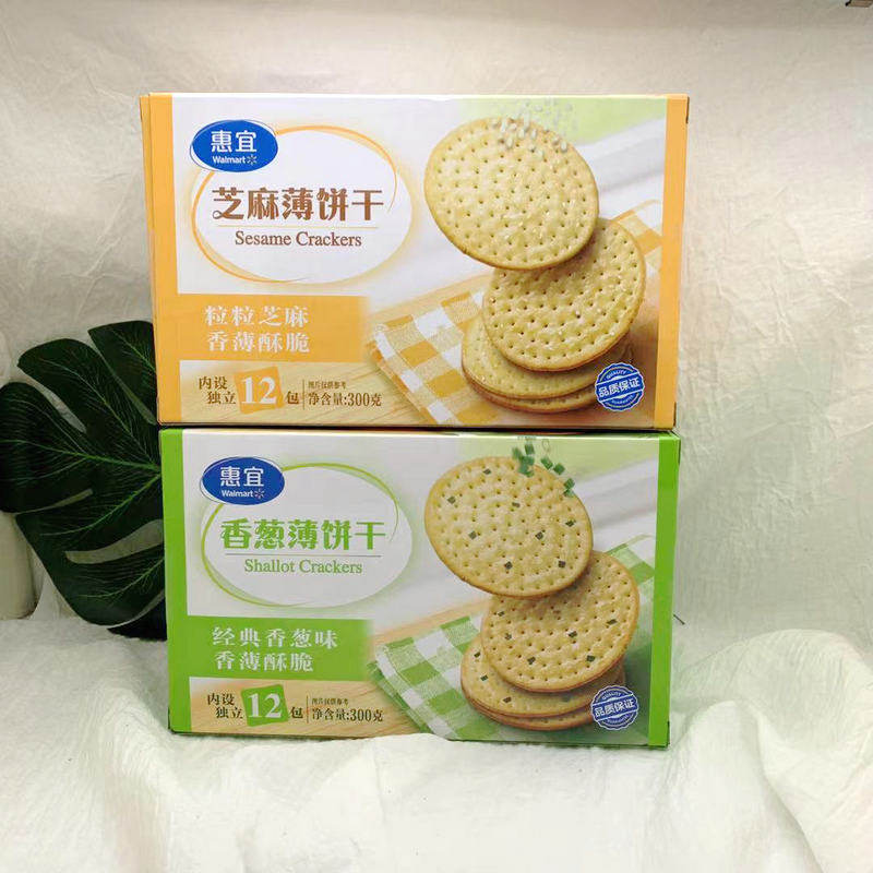 惠宜芝麻香葱薄饼饼干300gshallotcrackers独立小包包装薄脆饼干