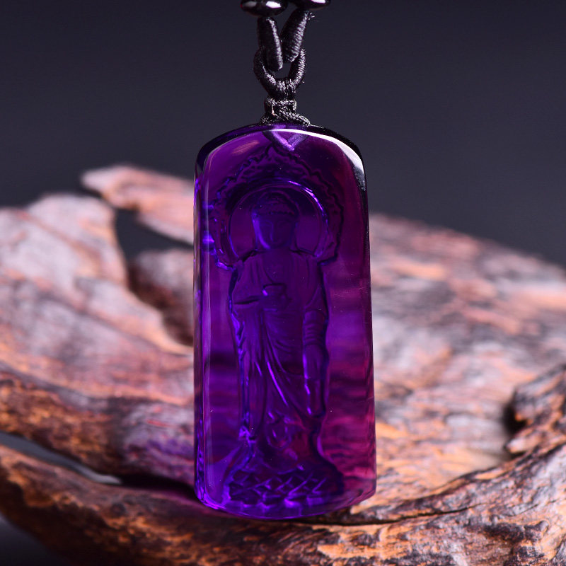 宫妃紫水晶本命吊坠阿弥陀佛菩萨生肖属狗属猪人守护神项坠