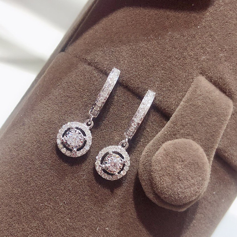 钻石耳钉18k金白金搭配百搭白金耳环金玫瑰女彩耳饰