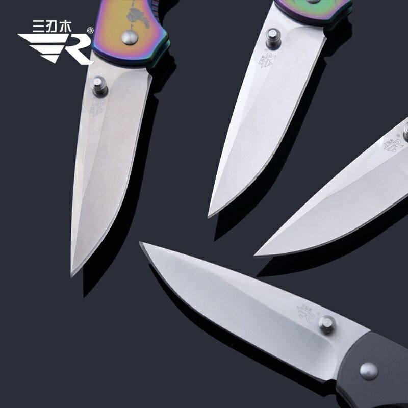 包邮正品三刃木7073梅兰竹菊灰钛金属框架12c27高级山其他户外刀具