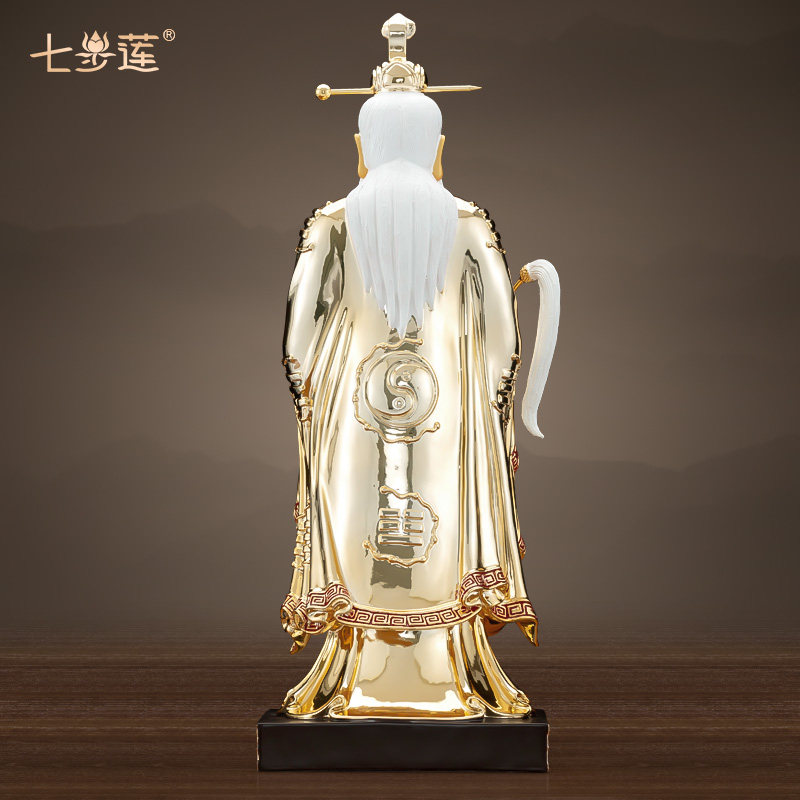 七步莲纯铜鎏金道家李长庚太白金星神像家用星君摆件