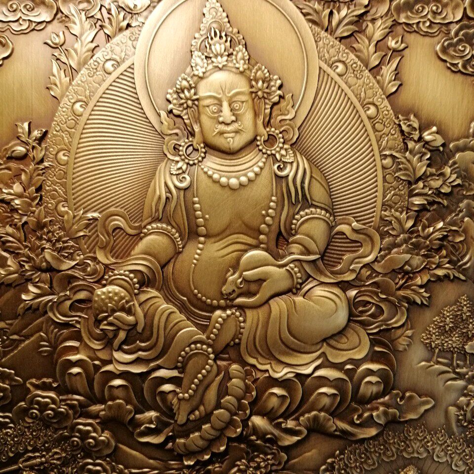 包邮原创装饰道场庙宇家居唐卡浮雕黄铜财神创意礼品