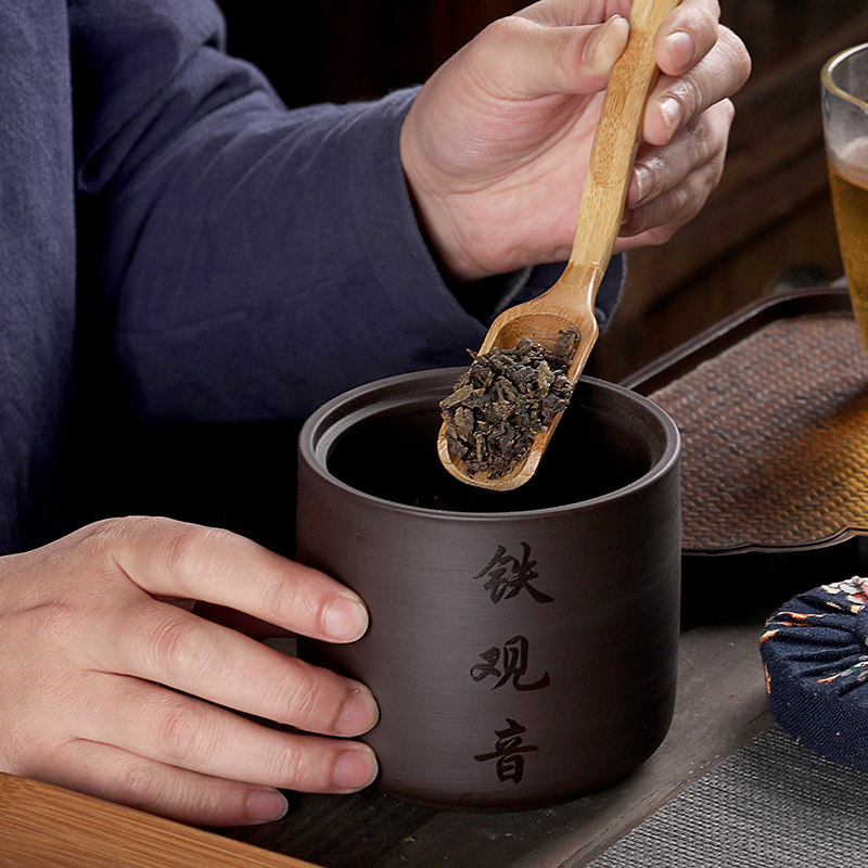 紫砂茶叶罐家用小号密封储物罐普洱装茶叶盒便携迷你存储陶瓷茶罐