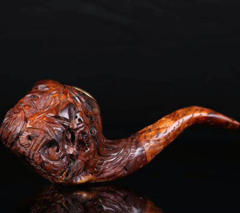 子美大千霸气款麻雕刻特大烟斗23cm8cm实用摆件
