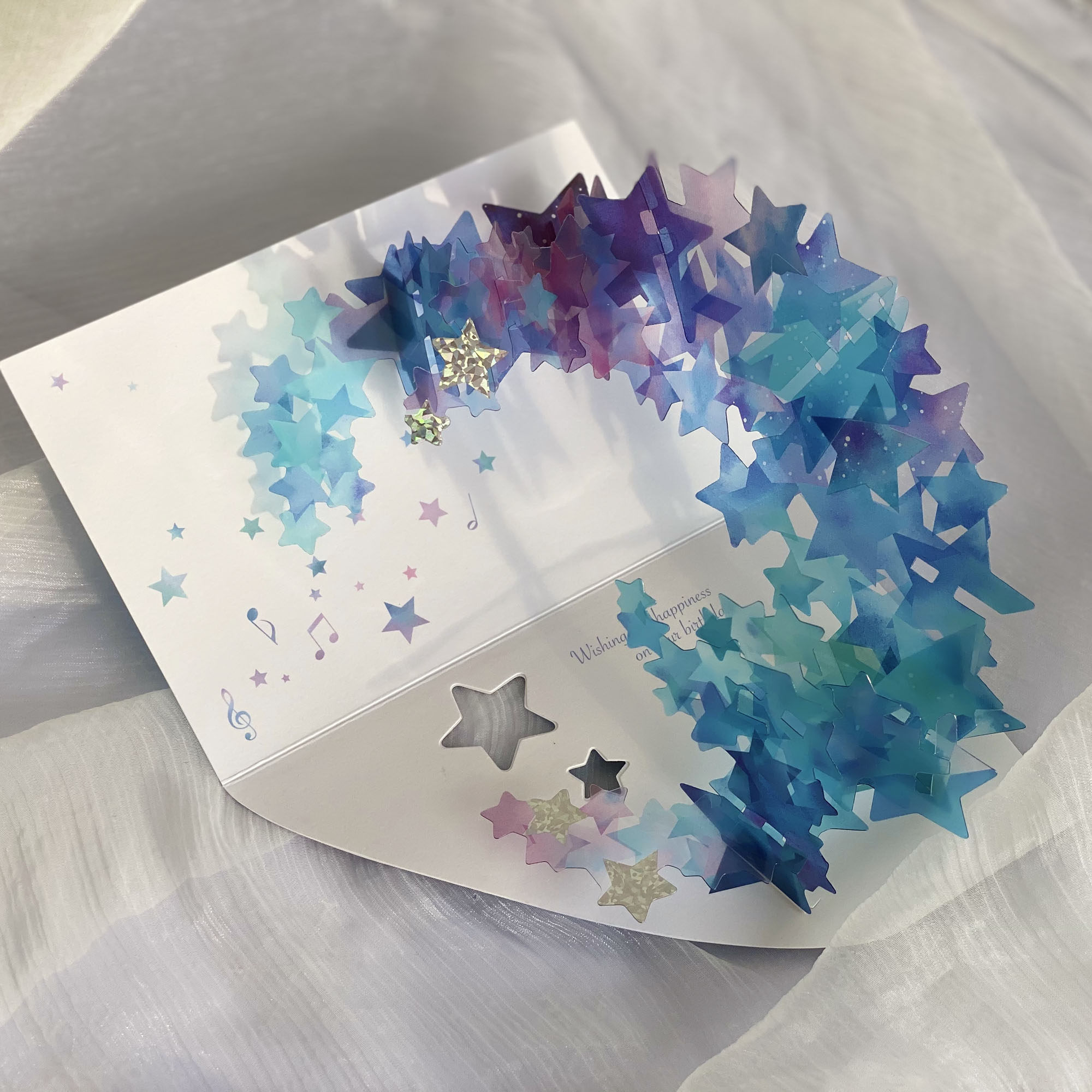 新品日本pvc星空立体贺卡亚克力星星气氛摆件贺卡