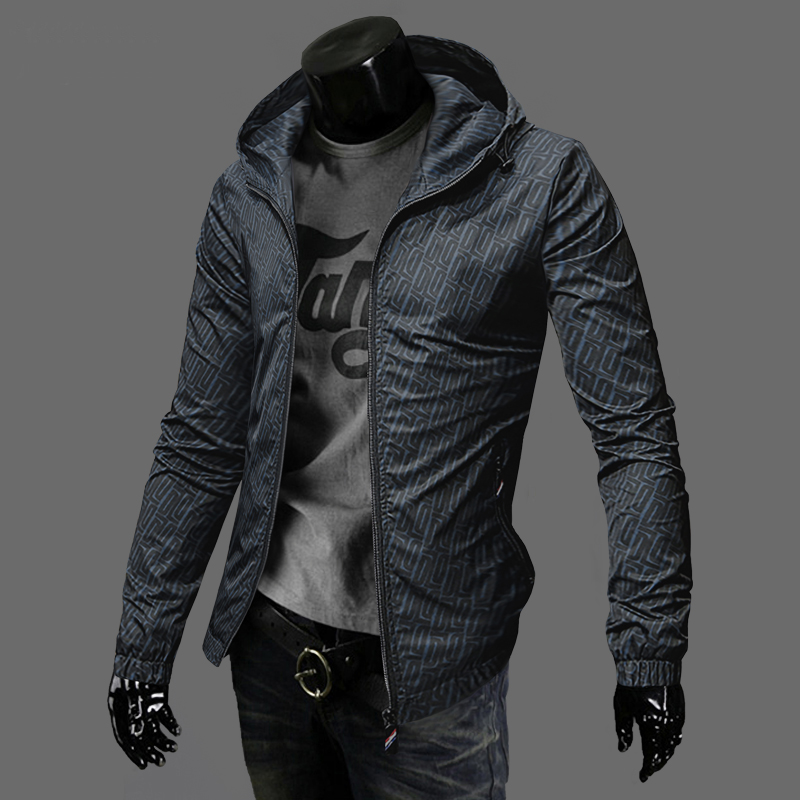 潮牌外套男2022春秋季新款潮流帅气复古印花休闲连帽夹克男装上衣