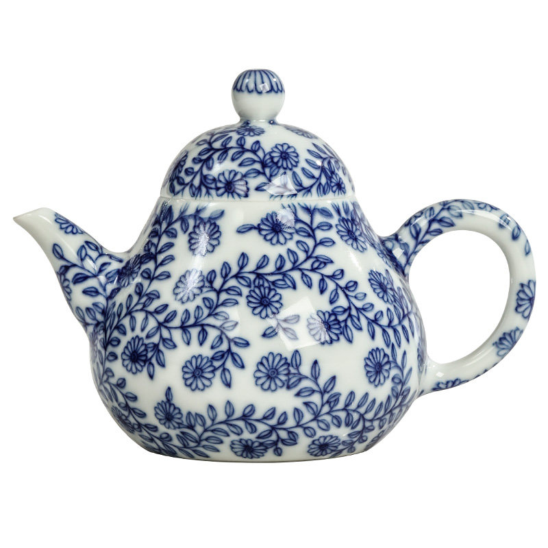 景德镇功夫茶功夫小号陶瓷手工花纹茶壶莲花缠枝茶壶