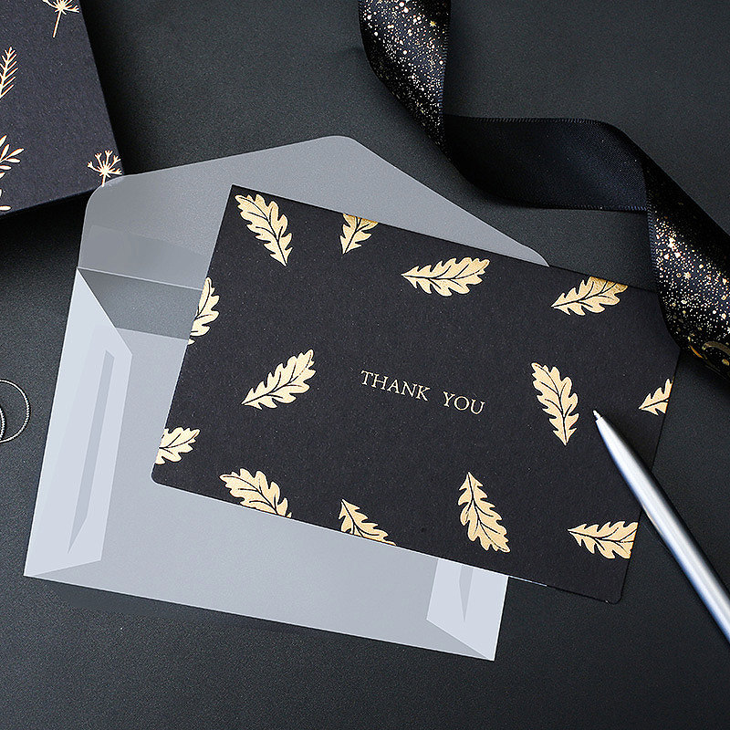 烫金黑色贺卡生日生日卡卡片纸带信封定制祝福语贺卡