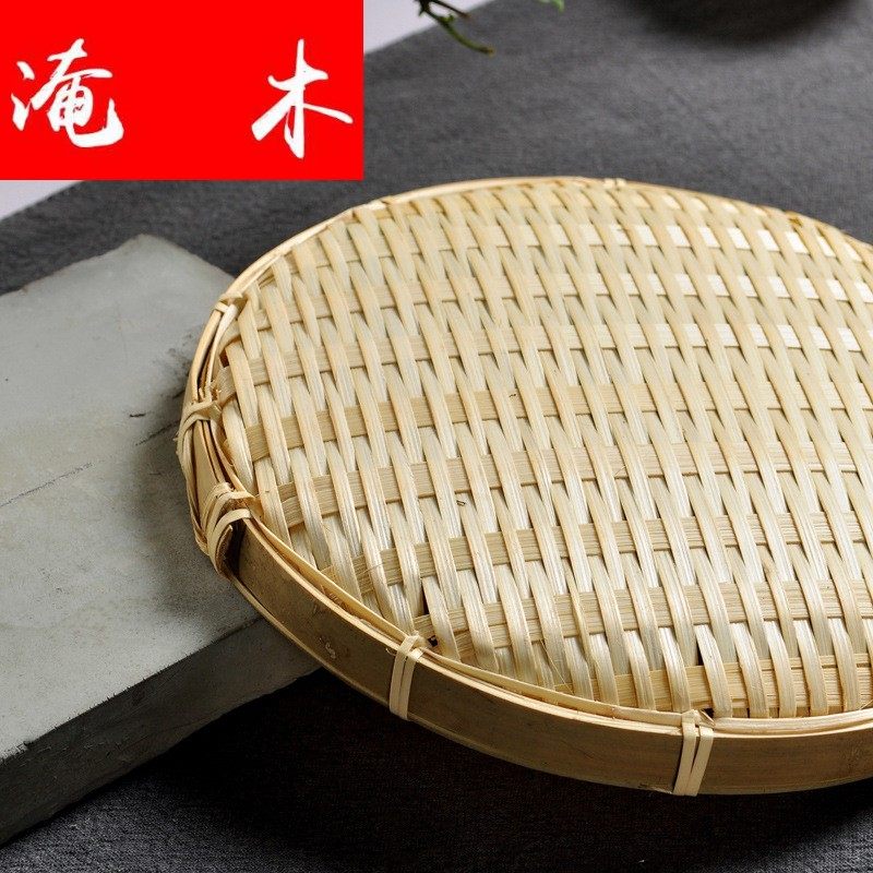 淹木竹编茶叶竹匾簸箕杂粮有孔筛子零配茶具功夫茶具