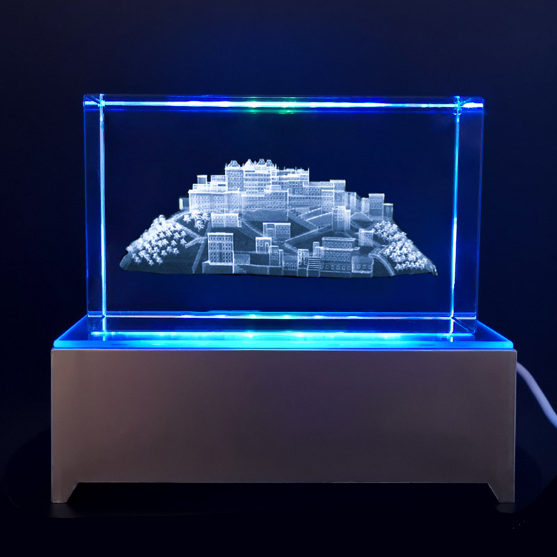 定制3d水晶内雕立体建筑模型激光雕刻布达拉宫摆件