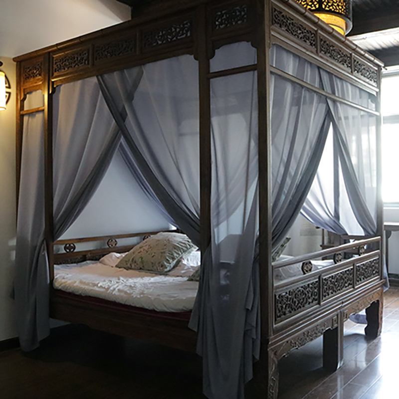 博帏仿古明清架子床床定制家用民宿法国真丝床幔