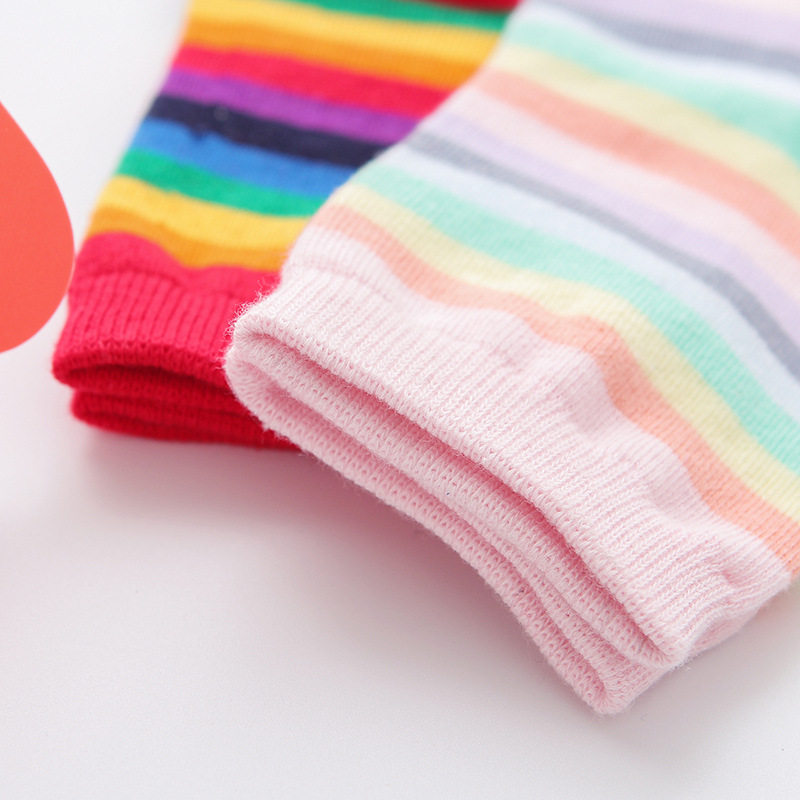 袜子女日系软妹彩虹冰淇淋ins粉色棉袜条纹韩版中筒袜