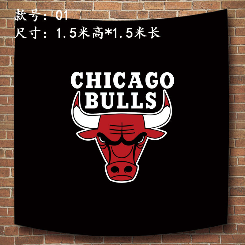 nba芝加哥公牛logo挂布海报chicagobulls红牛队标卧房挂毯