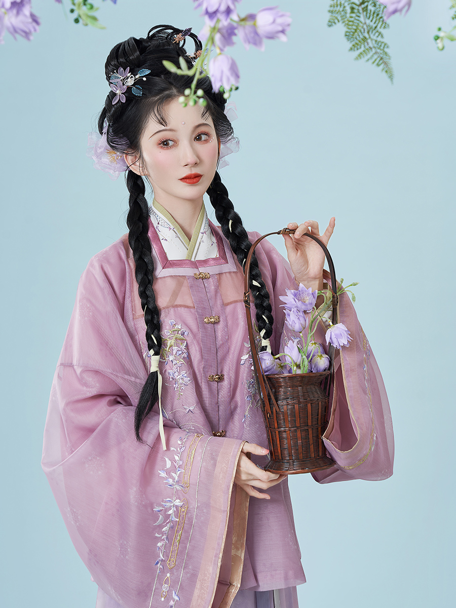 钟灵记紫黛方领夹衣内搭交领中衣一片片式马面裙汉服