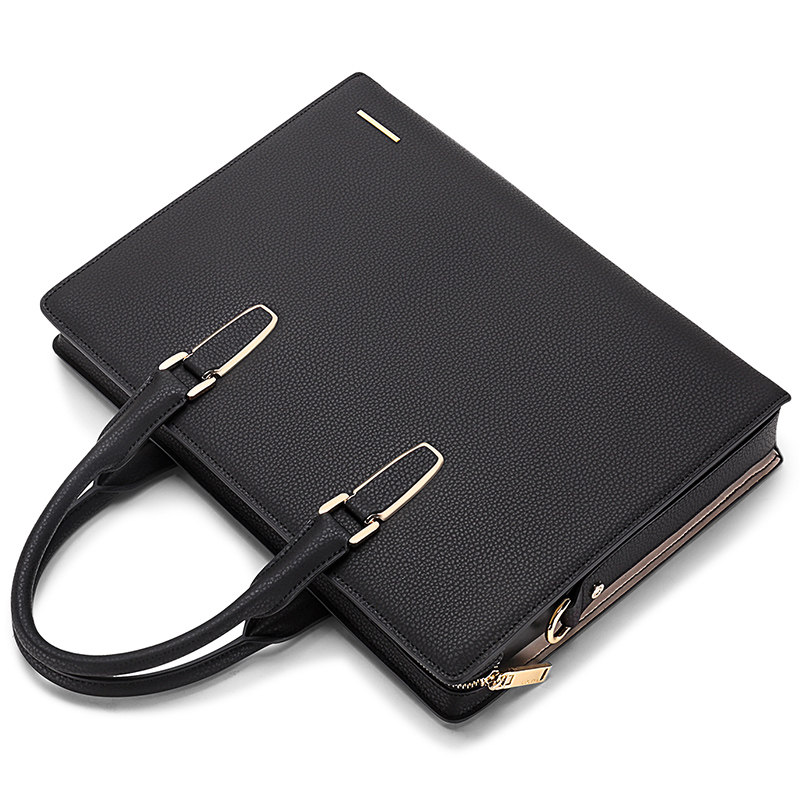 库奇男士真皮正品商务手提包牛皮手拿公文包横款男士包袋