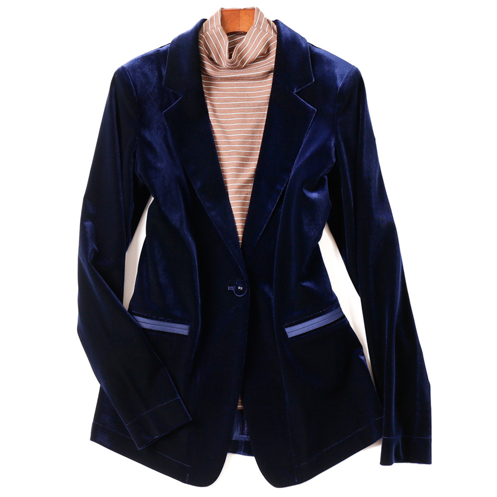 嘉丝定制高端半衬丝绒西装2021春装新款小西西装