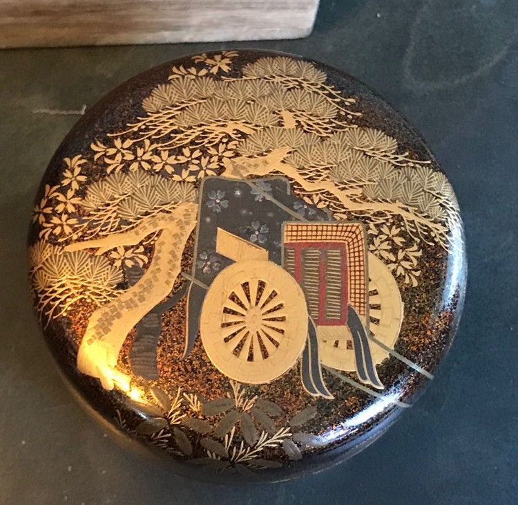 日本古茶莳绘金梨地茶枣平枣茶入茶叶罐漆器