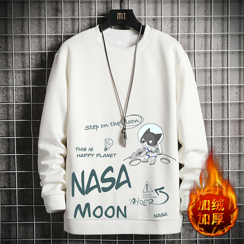 加绒加厚长袖t恤男秋冬卫衣打底衫胖子宽松大码秋衣潮流保暖上衣