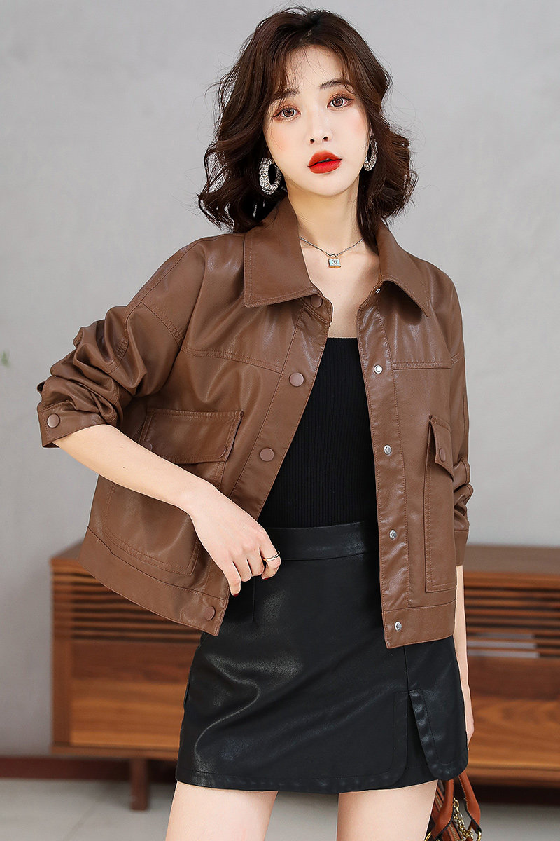 欧货2022女式皮衣春秋装短款小个子时尚百搭休闲皮衣外套女