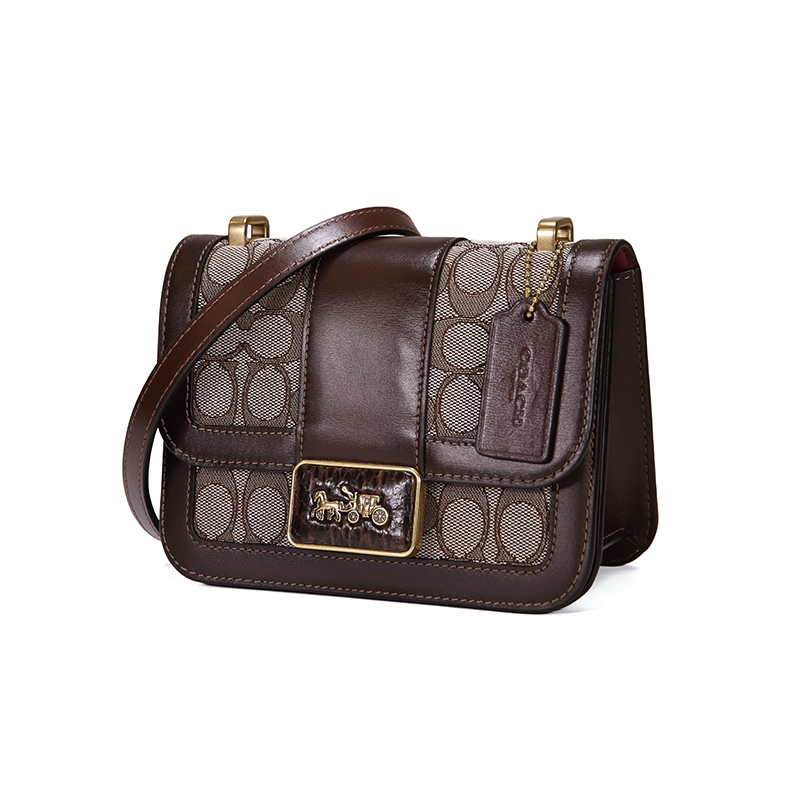 coach蔻驰新款女包小方alie经典提花帆布单肩通用款女包