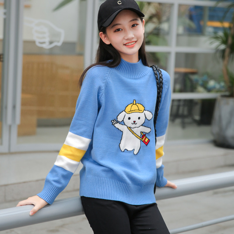 秋冬内搭打底加绒16岁大童女孩可爱中学生初中毛衣