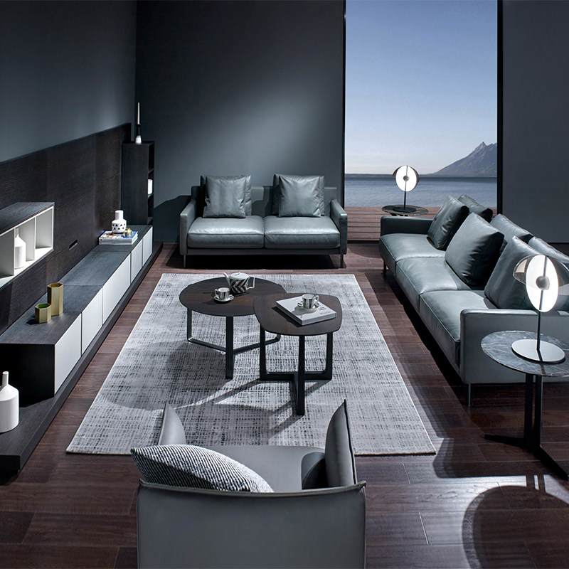 菲尼菲尼其其意式极简头层牛皮沙发沙发客客厅双三皮艺沙发